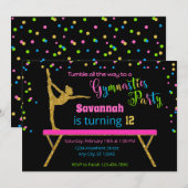 Gouden Glitter Zwarte Glitter Turnen Verjaardag Kaart (Voorkant / Achterkant)