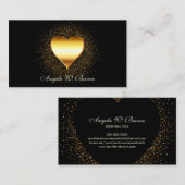 Gouden Glitter Zwarte Hart Visitekaartje (Voorkant / Achterkant)