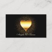 Gouden Glitter Zwarte Hart Visitekaartje (Voorkant)
