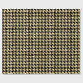 Gouden Glitter & Zwarte Houndstooth Glam Kerst Cadeaupapier (Vlak)