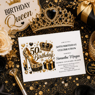 Gouden Glitter Zwarte Luxe Fifty En Fabulous Verja Kaart