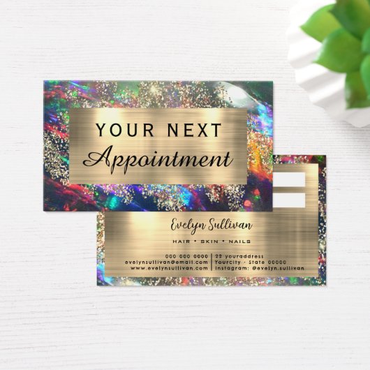 Gouden glitter zwarte opaal afspraak kaart (Bureau)