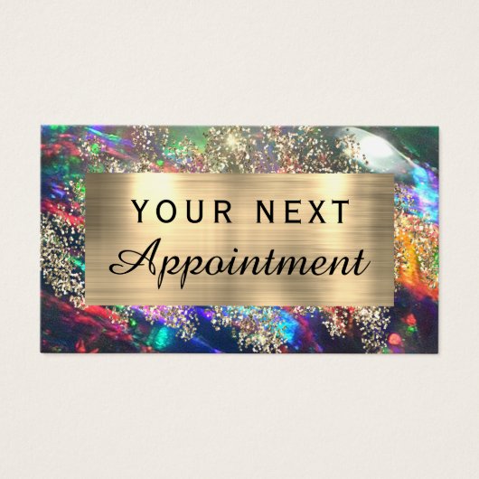 Gouden glitter zwarte opaal afspraak kaart (Voorkant)