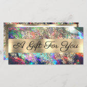 Gouden glitter zwarte opaal cadeaubon (Voorkant / Achterkant)