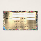 Gouden glitter zwarte opaal cadeaubon visitekaartje (Achterkant)