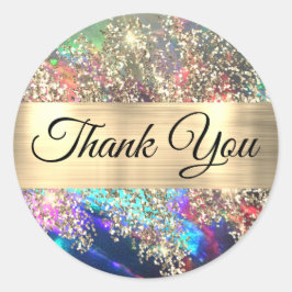 Gouden glitter zwarte opaal dank u sticker