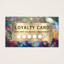 Gouden glitter zwarte opaal loyalty card