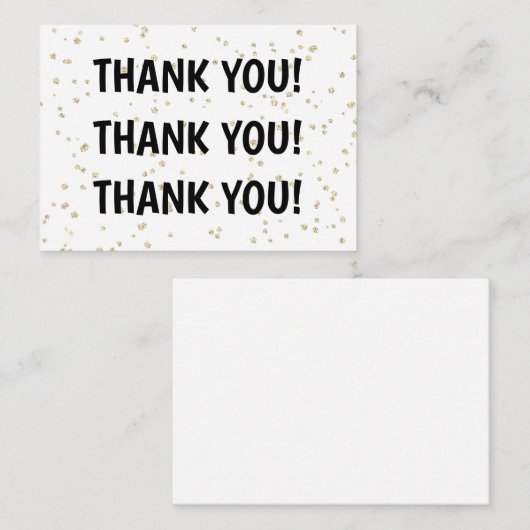 Gouden Glitter Zwarte Oudejaarsavond Bedankt Notitiekaartje (Voorkant / Achterkant)