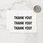 Gouden Glitter Zwarte Oudejaarsavond Bedankt Notitiekaartje (Voorkant / Achterkant in situ)