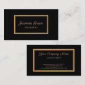 Gouden Glitter Zwarte Rechthoek Visitekaartje (Voorkant / Achterkant)