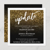 Gouden Glitter & Zwarte Uitgestelde Trouwupdatekaa Kaart (Voorkant / Achterkant)