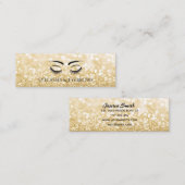 Gouden glitterachtige chique elegante wimpers en w mini visitekaartje (Voorkant / Achterkant)