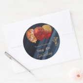 Gouden Glitterballonnen & Gouden Bril 40e Verjaard Ronde Sticker (Envelop)