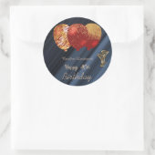 Gouden Glitterballonnen & Gouden Bril 40e Verjaard Ronde Sticker (Tas)