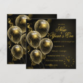 Gouden Glitterballonnen Zwart Oud en Nieuw Feest Kaart (Voorkant / Achterkant)
