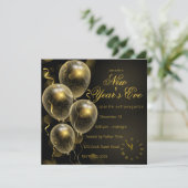 Gouden Glitterballonnen Zwart Oud en Nieuw Feest Kaart (Staand voorkant)