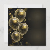 Gouden Glitterballonnen Zwart Oud en Nieuw Feest Kaart (Achterkant)
