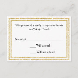 Gouden Glitterde Trim - RSVP-kaart RSVP Kaartje