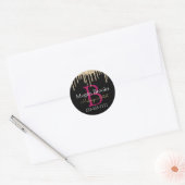 Gouden Glitterdruppels, DIY-naam, Monogram & Titel Ronde Sticker (Envelop)