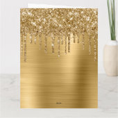 Gouden Glitterdruppels Metallic Prettig Kerstfeest Kaart (Achterkant)