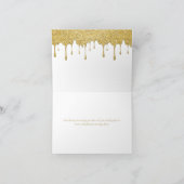 Gouden Glitterdruppels Moderne Elegante Script Bedankkaart (Binnen)