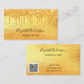 Gouden glitterdruppels QR-gecodeerd script Visitekaartje (Voorkant / Achterkant)