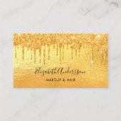 Gouden glitterdruppels QR-gecodeerd script Visitekaartje (Voorkant)