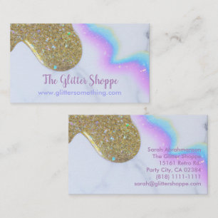 Gouden Glitterdruppels Regenboog Kleuren Zakelijke Visitekaartje