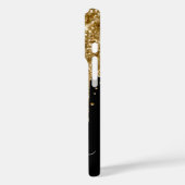 Gouden Glitterdruppels Zwarte Glam Handtekening Case-Mate iPhone Case (Achterkant / Links)