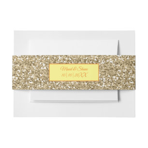 Gouden glittereffect met bewerkbare namen/datum uitnodigingen wikkel