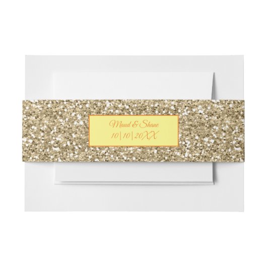 Gouden glittereffect met bewerkbare namen/datum uitnodigingen wikkel (Voorkant Voorbeeld)