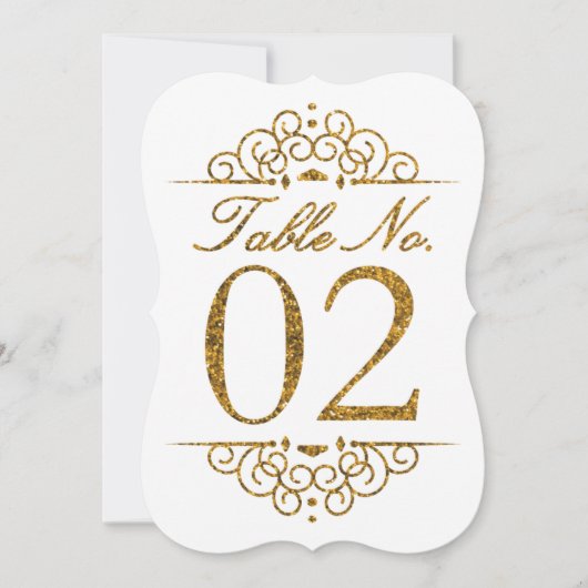 Gouden glittereffect trouwtafel nummerkaart (02) kaart (Voorkant)