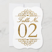 Gouden glittereffect trouwtafel nummerkaart (02) kaart (Achterkant)