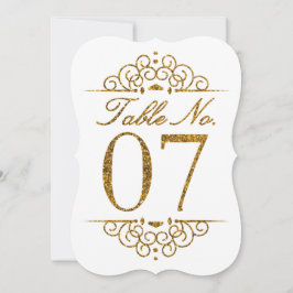 Gouden glittereffect trouwtafel nummerkaart (07) kaart