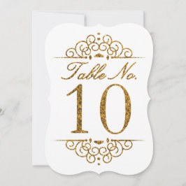 Gouden glittereffect trouwtafel nummerkaart (10) kaart