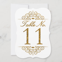 Gouden glittereffect trouwtafel nummerkaart (11) kaart