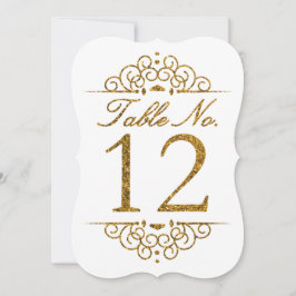 Gouden glittereffect trouwtafel nummerkaart (12) kaart