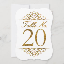 Gouden glittereffect trouwtafel nummerkaart (20) kaart