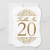 Gouden glittereffect trouwtafel nummerkaart (20) kaart (Achterkant)
