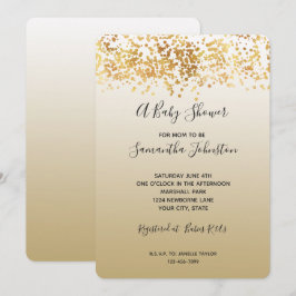 Gouden Glitterende Confetti Ombre Baby Shower Kaart