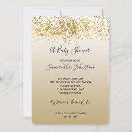 Gouden Glitterende Confetti Ombre Baby Shower Kaart