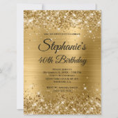 Gouden Glitterende Folie Fancy Monogram 40e Verjaa Kaart (Voorkant)