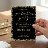 Gouden Glitterende Rand Typografie Afstudeerfeest Kaart