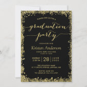 Gouden Glitterende Rand Typografie Afstudeerfeest Kaart (Voorkant)