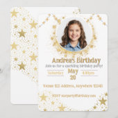 Gouden Glitterende Ster Afbeelding Verjaardag Kaart (Voorkant / Achterkant)