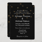 Gouden Glitterende Sterren Bruiloft Kaart (Voorkant / Achterkant)