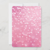 Gouden glitterfeest roze witte harten verjaardag kaart (Achterkant)