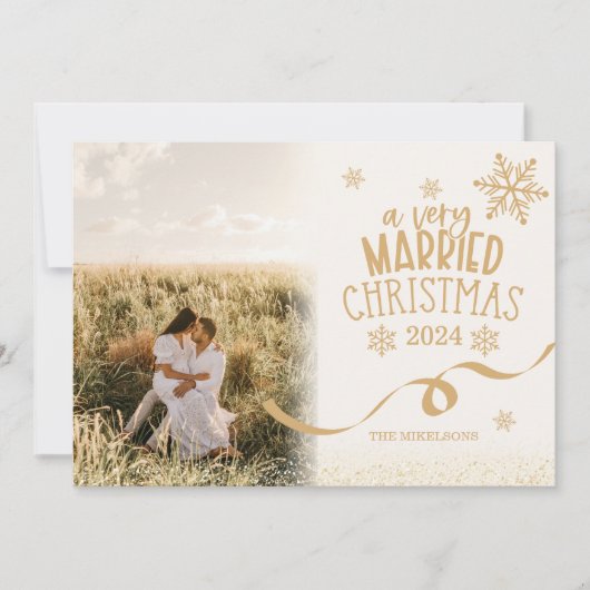 Gouden glitterfoto Een zeer getrouwde kerst Feestdagenkaart (Voorkant)