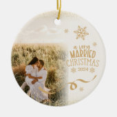 Gouden glitterfoto Een zeer getrouwde kerst Keramisch Ornament (Voorkant)