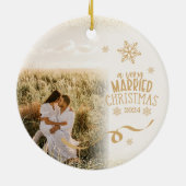 Gouden glitterfoto Een zeer getrouwde kerst Keramisch Ornament (Achterkant)